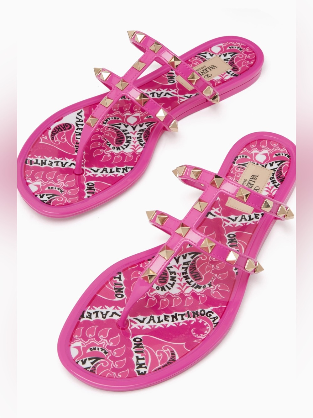 Valentino Garavani Rockstud Pink Jelly Sandal Size 36 Made In Italy